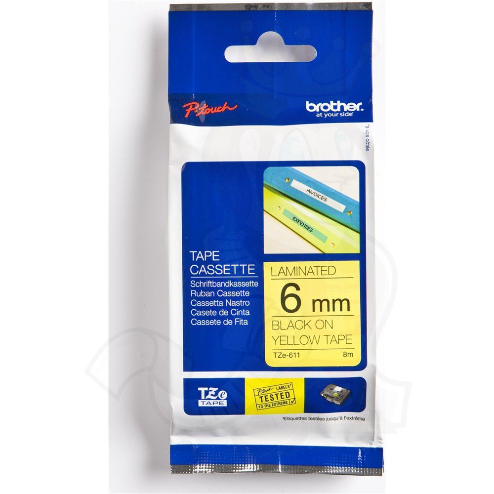 TZE611 6MM BLACK ON YELLOW TAPE