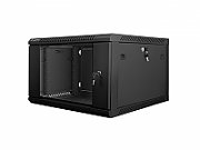 Lanberg wall-mounted installation rack cabinet 19'' 6U 600x600mm black (glass door)
