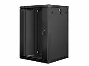 Lanberg wall-mounted installation rack cabinet 19'' 18U 600x600mm black (glass door)