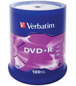 DVD+R VERBATIM  4.7GB, 120min, viteza 16x, 100 buc, Single Layer, spindle, 