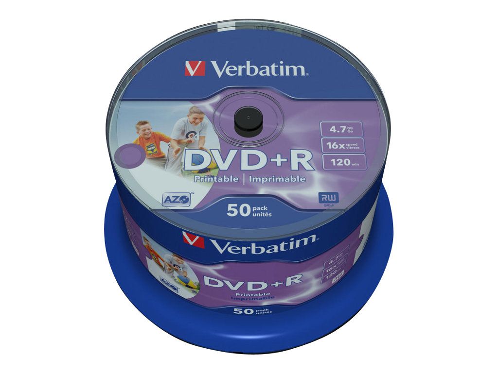 VERBATIM 43512 Verbatim DVD+R 4.7GB, 16x, spindle, Wide Photo printabil, 50 bucati_2
