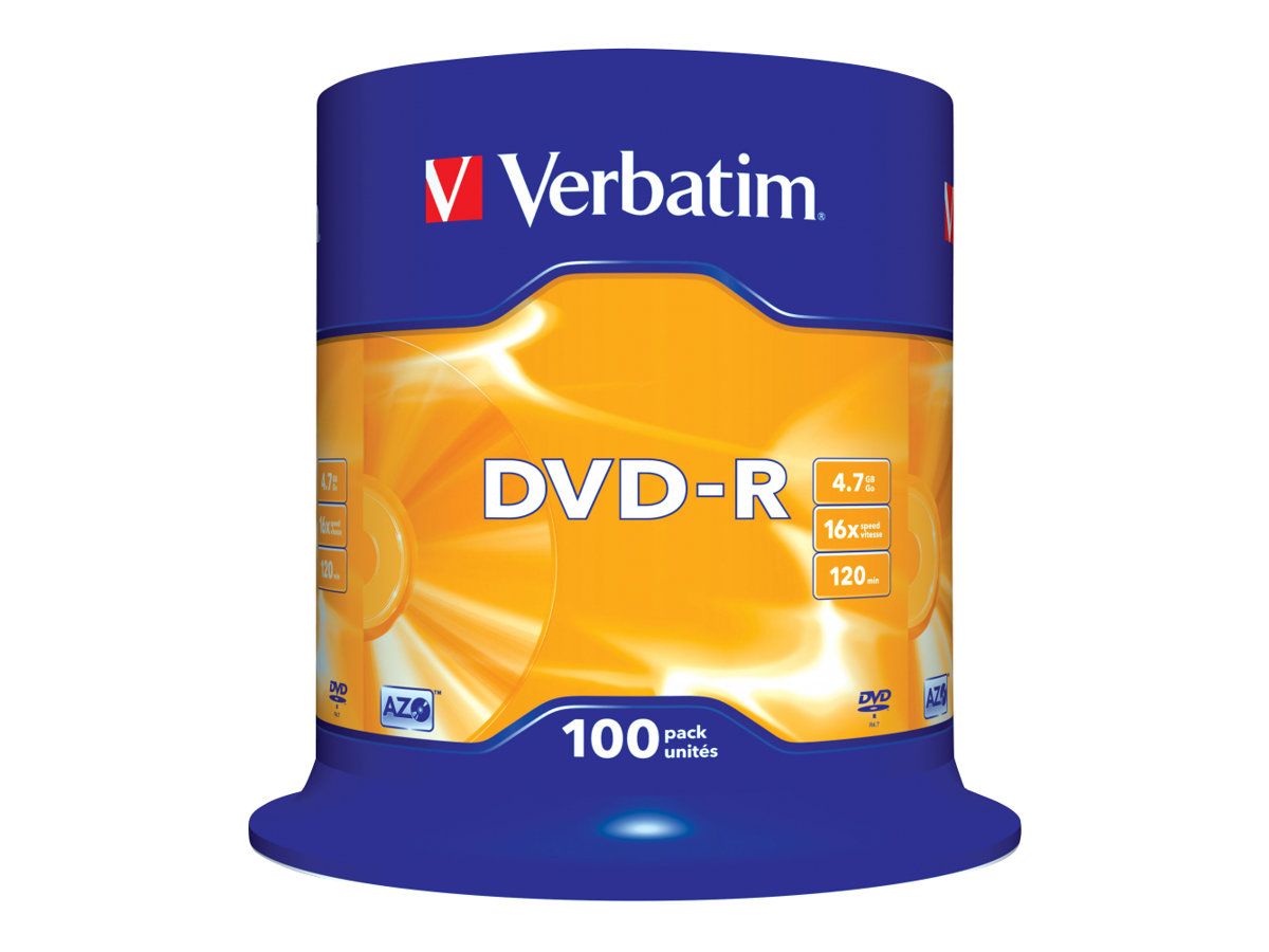 DVD-R VERBATIM  4.7GB, 120min, viteza 16x, 100 buc, Single Layer, spindle, 