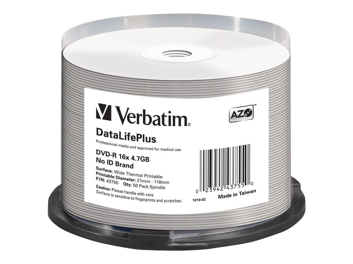 VERBATIM 43755 Verbatim DVD-R 4.7GB, 16x, spindle, Thermal printabil, 50 bucati_1