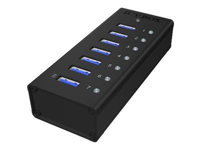 ICYBOX IB-AC618 IcyBox 7 x Port USB 3.0 Hub with USB charge port, Black