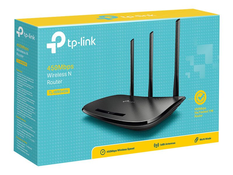 Router Wireless TP-Link TL-WR940N, 1xWAN 10/100, 4xLAN 10/100, 3 antene fixe 3dBi, N450, Atheros, 3T3R MIMO_1