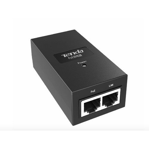Tenda POE Injector  POE15F, 10/100Mbps; Compatible with IEEE802.3 ,IEEE802.3u Standard; Transmission range up to 100M; Power output can bematched automatically; 1* FE port; 1* data and power output portsupporting PoE._2