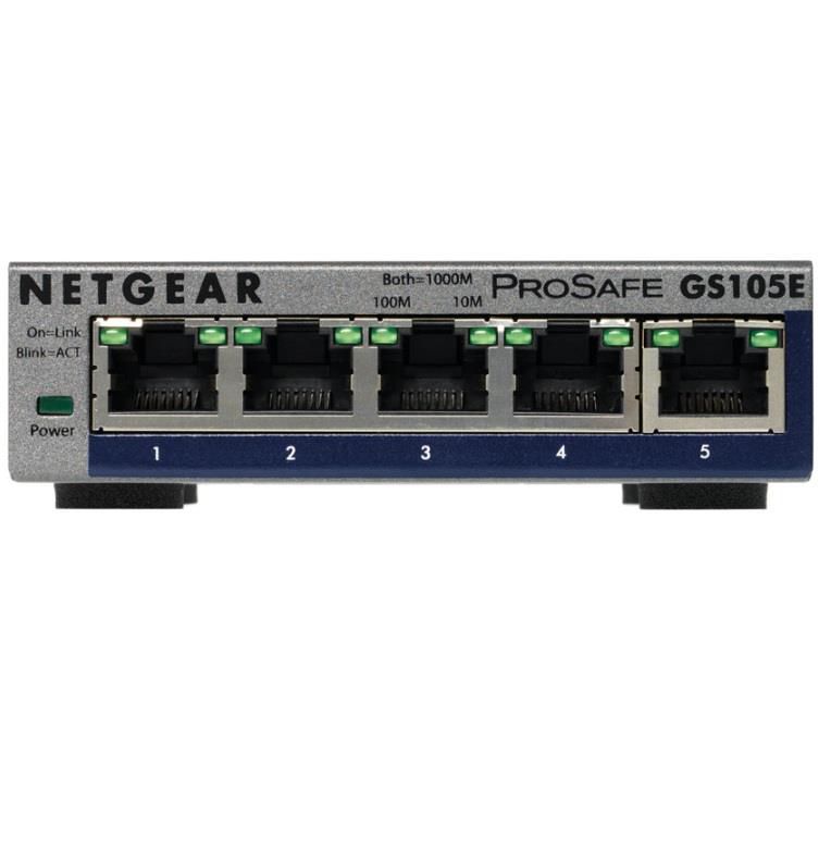 NETGEAR GS105E-200PES Netgear ProSafe Plus 5-Port Gigabit Desktop Switch Metal (GS105E v2)_1