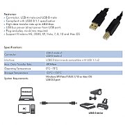 CABLU USB LOGILINK pt. imprimanta, USB 2.0 (T) la USB 2.0 Type-B (T), 10m, black,  UA0264  (include TV 0.75 lei)