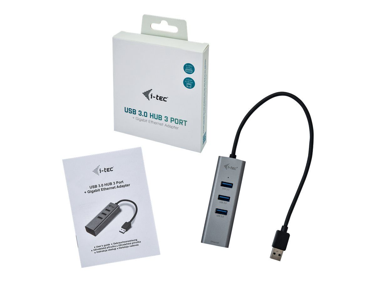 ITEC U3METALG3HUB i-tec USB 3.0 Metal 3 port HUB Gigabit Ethernet 1x USB 3.0 to RJ-45 3x USB 3.0_1