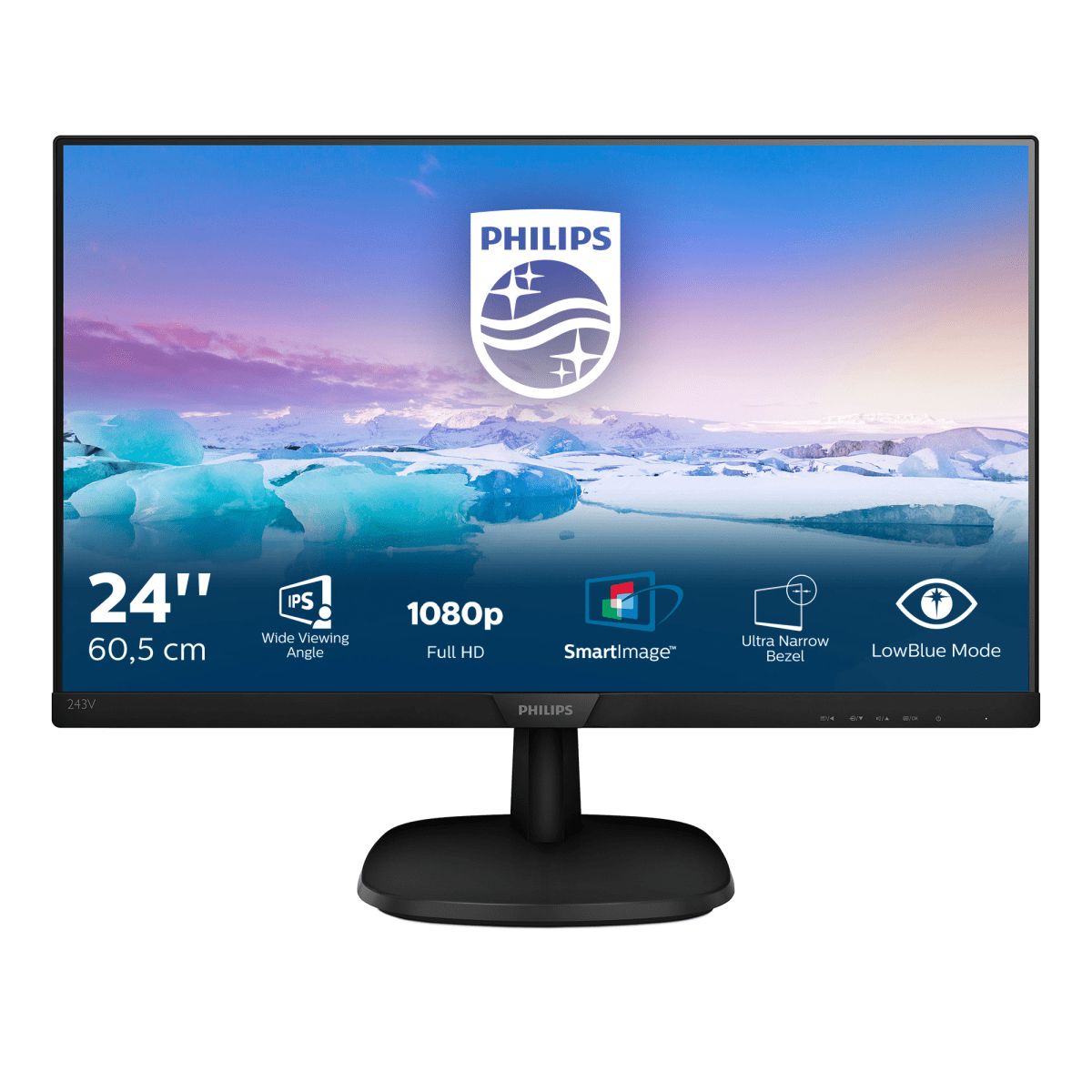 Monitor 23.8 inch WLED Philips 243V7QJABF/00 1920 x 1080 pixeli, 60 Hz, 5 ms, Negru