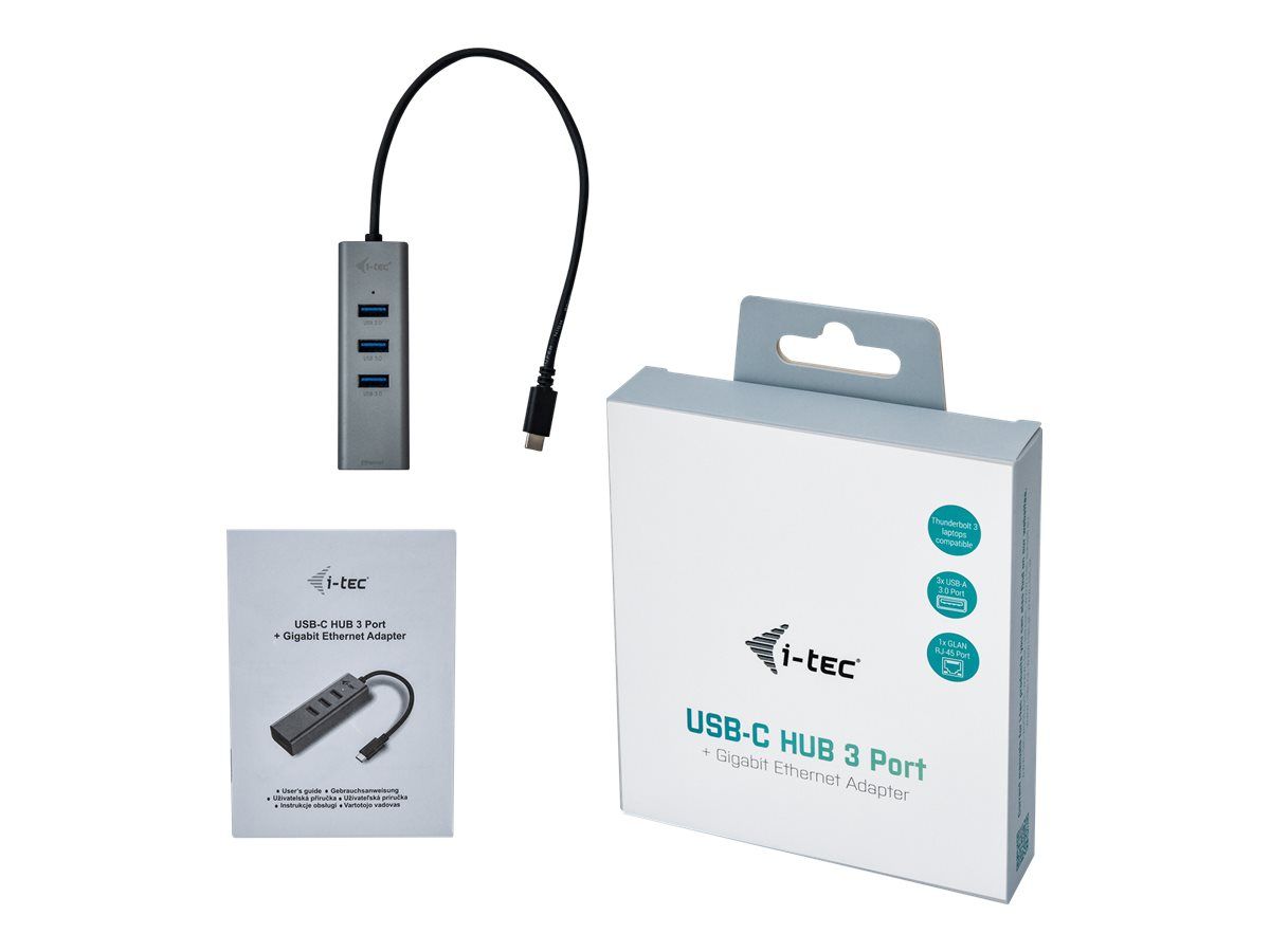 ITEC C31METALG3HUB i-tec USB C Metal 3 port HUB Gigabit Ethernet 1x USB C to RJ-45 3x USB 3.0 LED_1