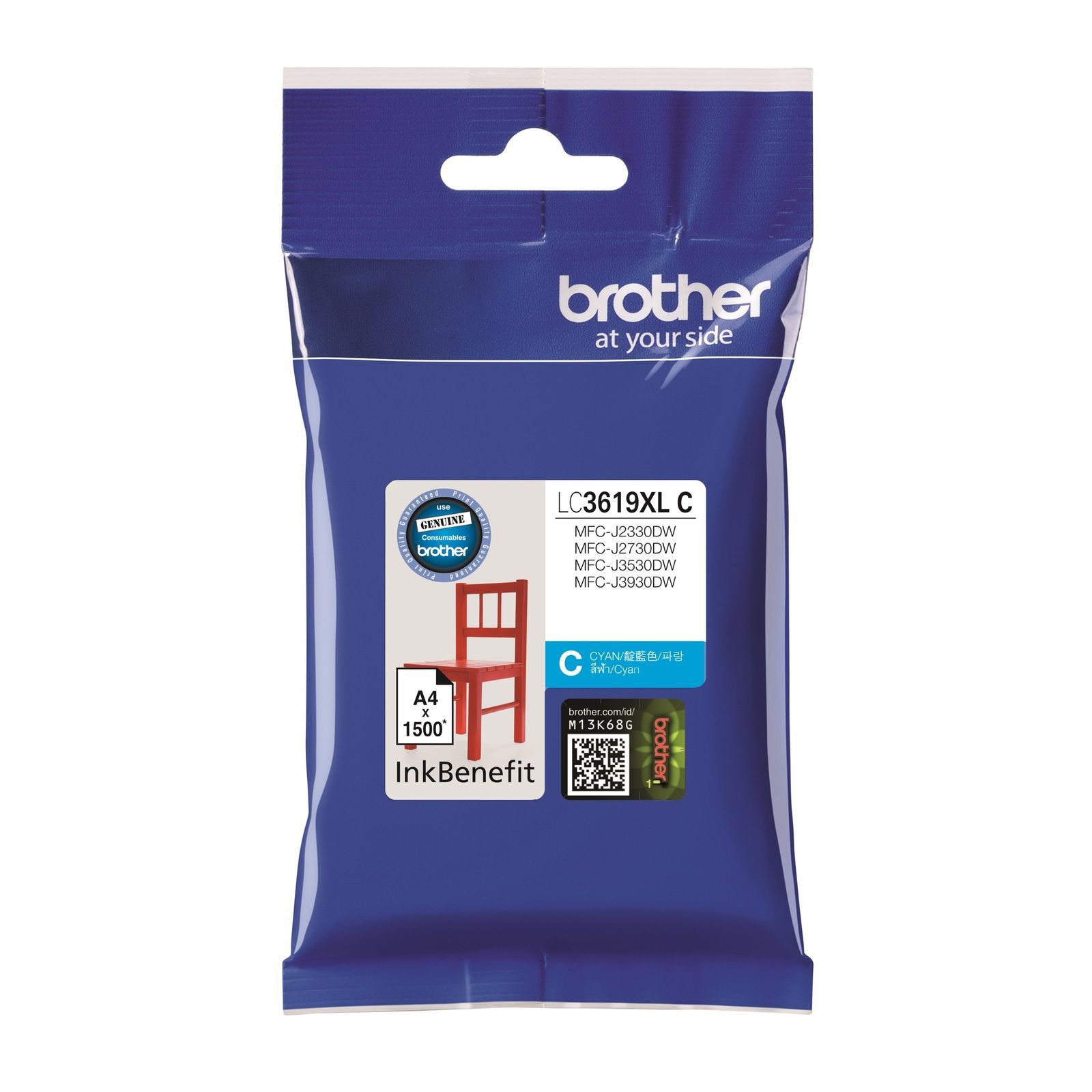 Cartus cerneala Brother LC3619XLC ,Albastru ,1500 Pagini ,Original (LC3619XLC) 