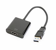 CABLU video GEMBIRD, adaptor USB 3.0 (T) la HDMI (M), 15cm, rezolutie maxima Full HD (1920 x 1080) la 60Hz, negru,  A-USB3-HDMI-02  (include TV 0.06 lei)