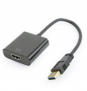 CABLU video GEMBIRD, adaptor USB 3.0 (T) la HDMI (M), 15cm, rezolutie maxima Full HD (1920 x 1080) la 60Hz, negru,  A-USB3-HDMI-02  (include TV 0.06 lei)
