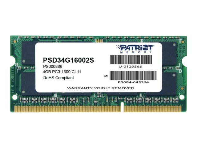 PATRIOT PSD34G16002S Patriot 4 GB 1600 MHz DDR3 Non-ECC CL11 SODIMM_1