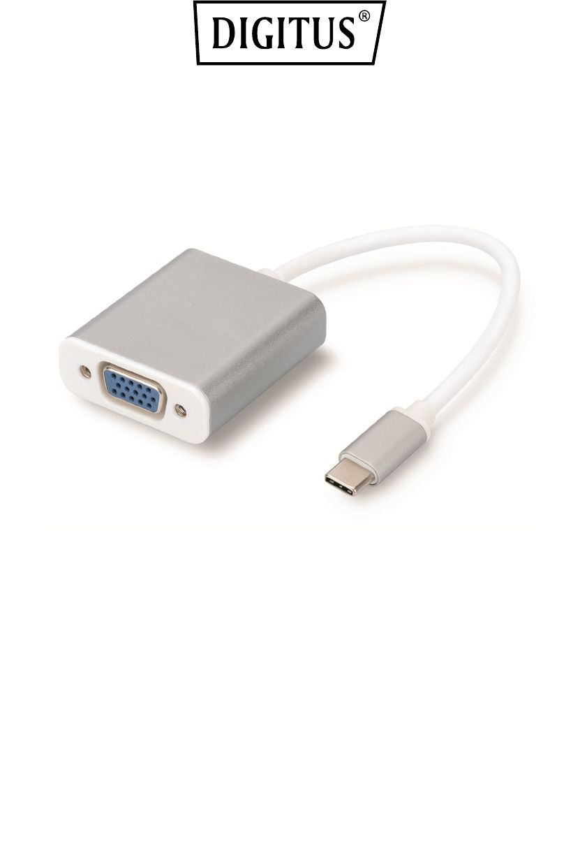 DIGITUS USB3.0 Typ C VGA grafic adaptor Alu case 20cm cable chipset VL100+IT6513 white