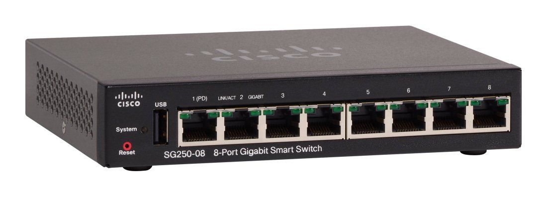 Cisco SG250-08 Managed L2/L3 Gigabit Ethernet (10/100/1000) Black_1