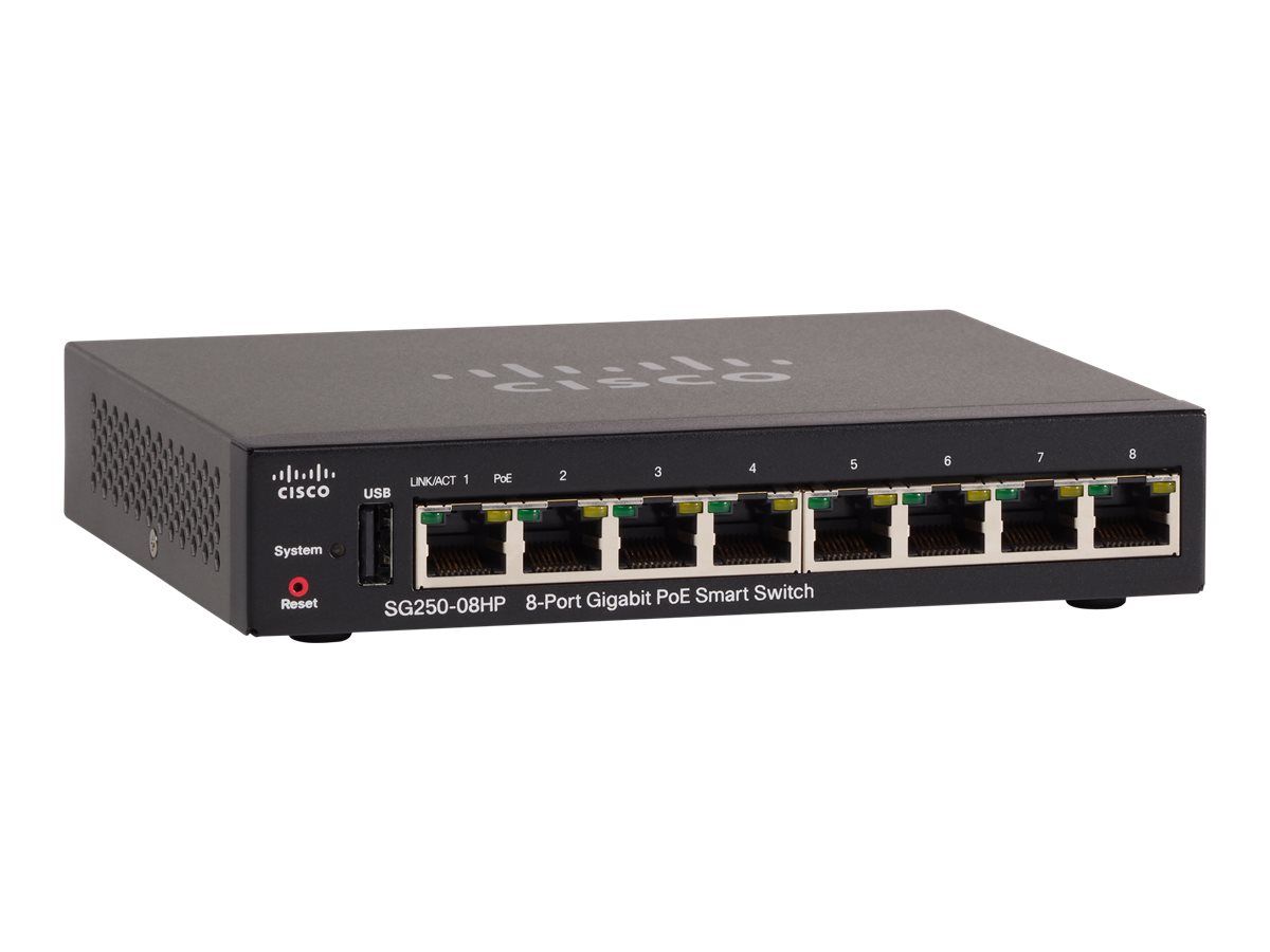 Cisco SG250-08HP Managed L2/L3 Gigabit Ethernet (10/100/1000) Power over Ethernet (PoE) Black_2
