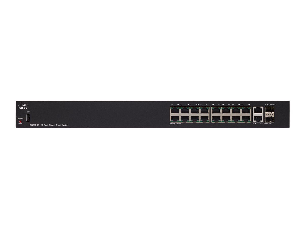 Cisco SG250-18 Managed L2/L3 Gigabit Ethernet (10/100/1000) Black 1U
