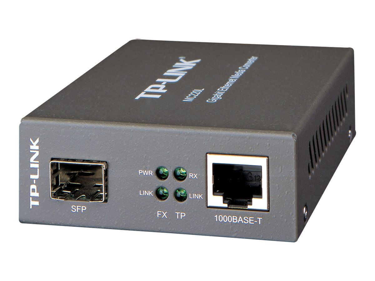 Switch media convertor TP-Link, 2 porturi (1xSFP Gigabit, 1x10/100/1000 Mbps (RJ-45)), 1000Base-T to 1000Base-SX/LX/LH, SFP, montabil in sasiu_1