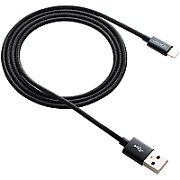Canyon Lightning USB Cable for Apple, braided, metallic shell, cable length 1m, Black, 14.9*6.8*1000mm, 0.02kg