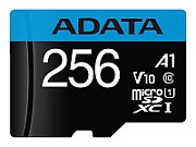 CARD MicroSD ADATA, 256 GB, MicroSDXC, clasa 10, standard UHS-I U1,  AUSDX256GUICL10A1-RA1  (include TV 0.02 lei)