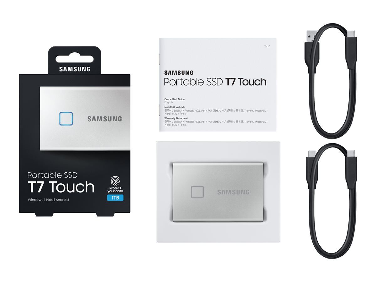 SAMSUNG Portable SSD T7 Touch 1TB extern USB 3.2 Gen.2 black silver_1