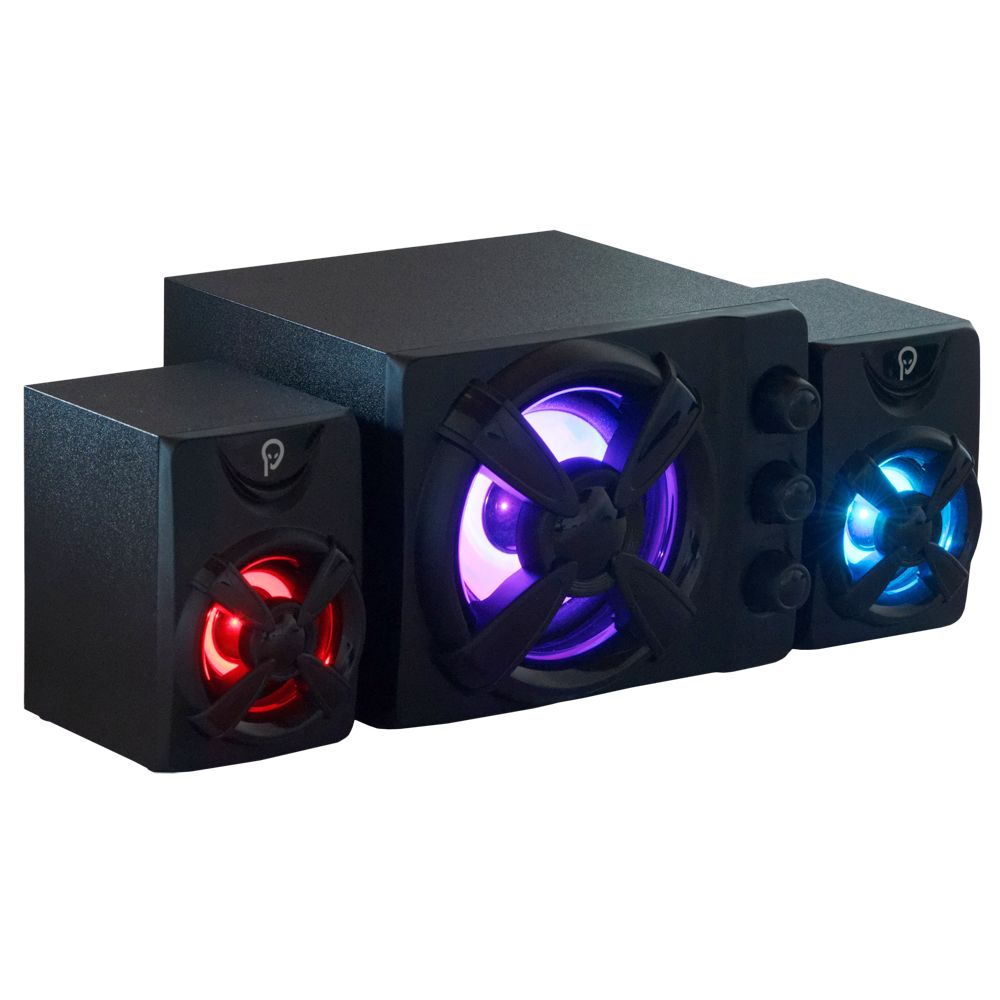 BOXE SPACER Gaming 2.1, RMS: 11W (2 x 3W + 5W), control volum, bass si inalte, subwoofer lemn MDF, 14 x LED, USB power, black,  SPB-THUNDER    (include TV 3 lei)