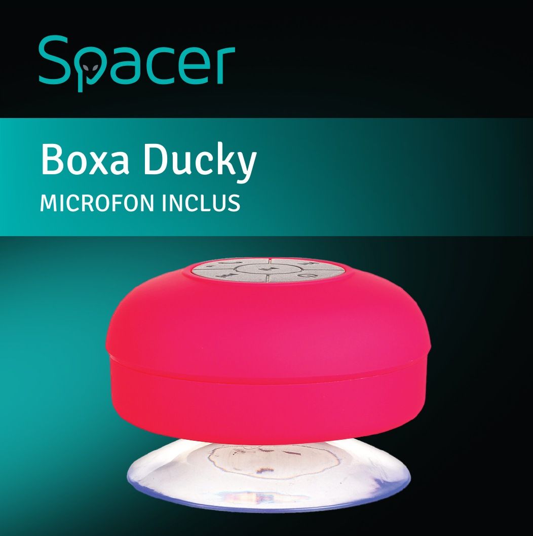 BOXA SPACER portabila bluetooth, DUCKY-BK, RMS:  3W, control volum, acumulator 300mAh, microfon incorporat, timp de funct. pana la 4 ore, distanta max. 10m, incarcare USB, BLACK, 