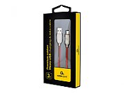CABLU alimentare si date GEMBIRD, pt. smartphone, USB 2.0 (T) la Micro-USB 2.0 (T), 2m, premium, cablu din cauciuc, rosu, conectori argintii,  CC-USB2R-AMmBM-2M-R  (include TV 0.06 lei)