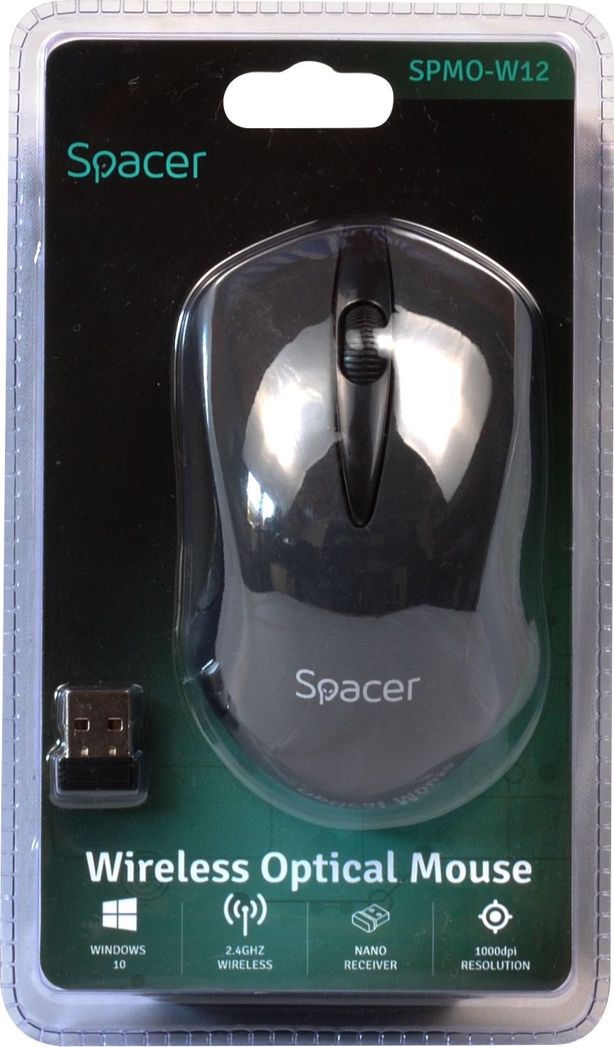 MOUSE  Spacer, PC sau NB, wireless, 2.4GHz, optic, 1000 dpi, butoane/scroll 3/1, , negru, 