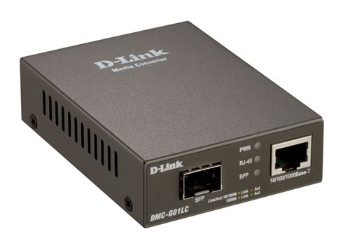 D-link DMC G01LC 1000BaseT to SFP Standalone Media Converter, 1 x 10/100/1000 Mbps port, IEEE 802.3u/x/3ab, Auto-Negotiation, Auto MDI/MDIX, Max. Forwarding Rate 1,488,000 pps Switching Capacity: 2 Gbps._1
