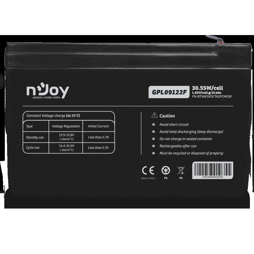 nJoy | BTVACIUOCTA2FCN02B | GPL09122F  Long Life | Baterie UPS | 12 V | 9 A | Borne F2 | 30,55 W | 151 x 65 x 94 mm_2