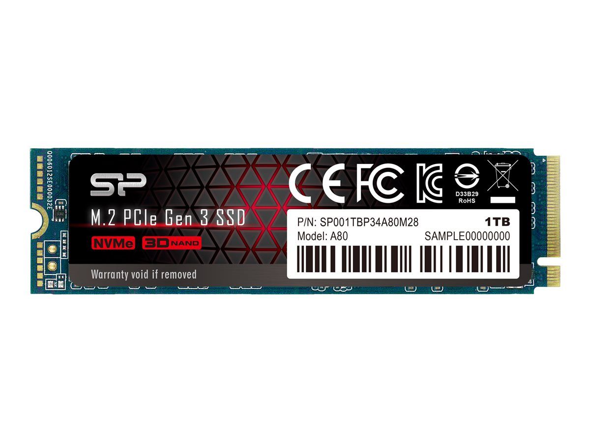 SILICONPOW SP001TBP34A80M28 Silicon Power SSD P34A80 1TB, M.2 PCIe Gen3 x4 NVMe, 3400/3000 MB/s_1