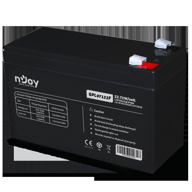 nJoy | BTVACGUOBTC2FCN01B | GPL07122F Long Life| Baterie UPS  | 12 V | 7 A | Borne F2 | 23 W | 151 x 65 x 95 mm