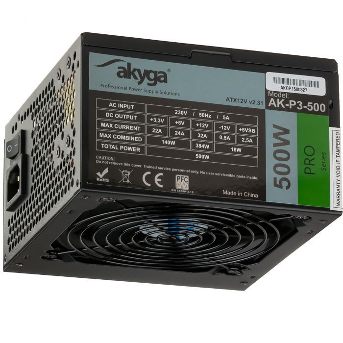 AKY AK-P3-500 Akyga Pro ATX Power Supply 500W AK-P3-500 Fan12cm P8 5xSATA 2xPCI-E_1