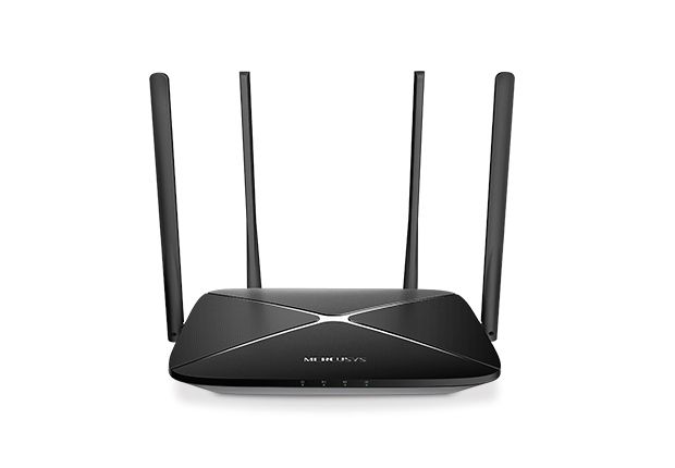 AC1200 Wireless Dual Band Gigabit Router Mercusys, AC12G; Wireless Standards: IEEE 802.11a/n/ac 5 GHz, IEEE 802.11b/g/n 2.4 GHz; Frequency: 2.4 - 2.5GHz, 5.15 - 5.85GHz; 4x Fixed Omni-Directional Antennas; Signal Rate: 300 Mbps at 2.4GHz, 867 Mbps at 5GHz; 1x Gigabit WAN Port, 3x Gigabit LAN Ports_1