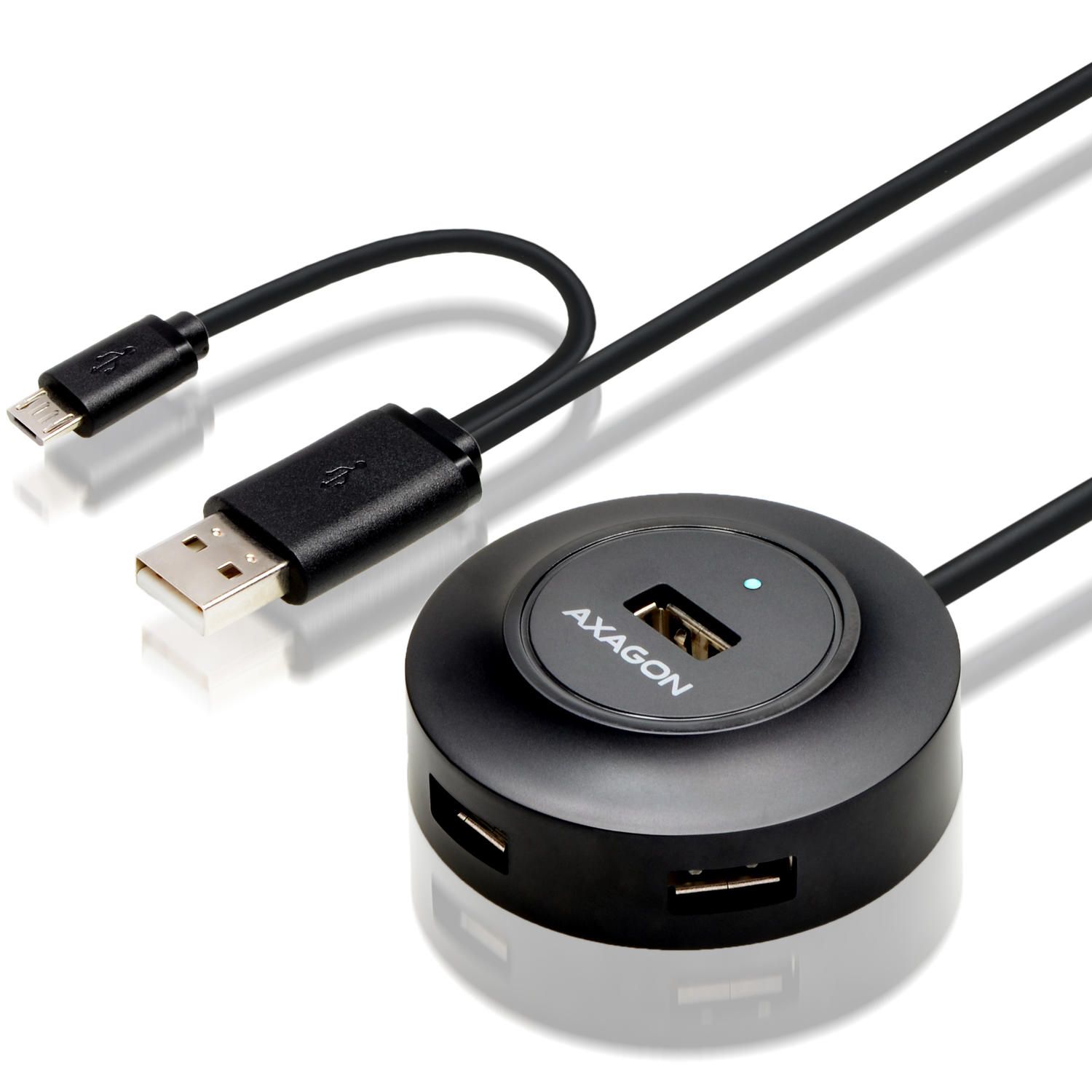 HUE-X6GB, 4x USB2.0, Hub, cablu 80 cm,  Micro USB OTG, negru_1