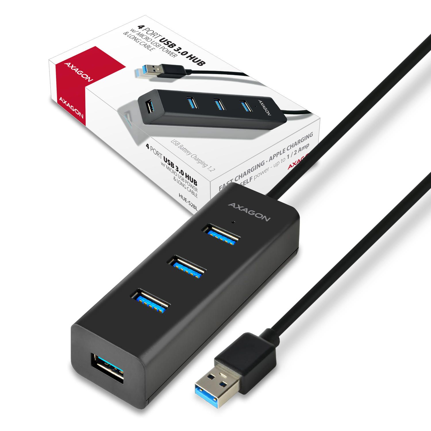 HUE-S2BL 4x USB3.0 Charging Hub, cablu 120 cm, port incarcare Micro USB_8