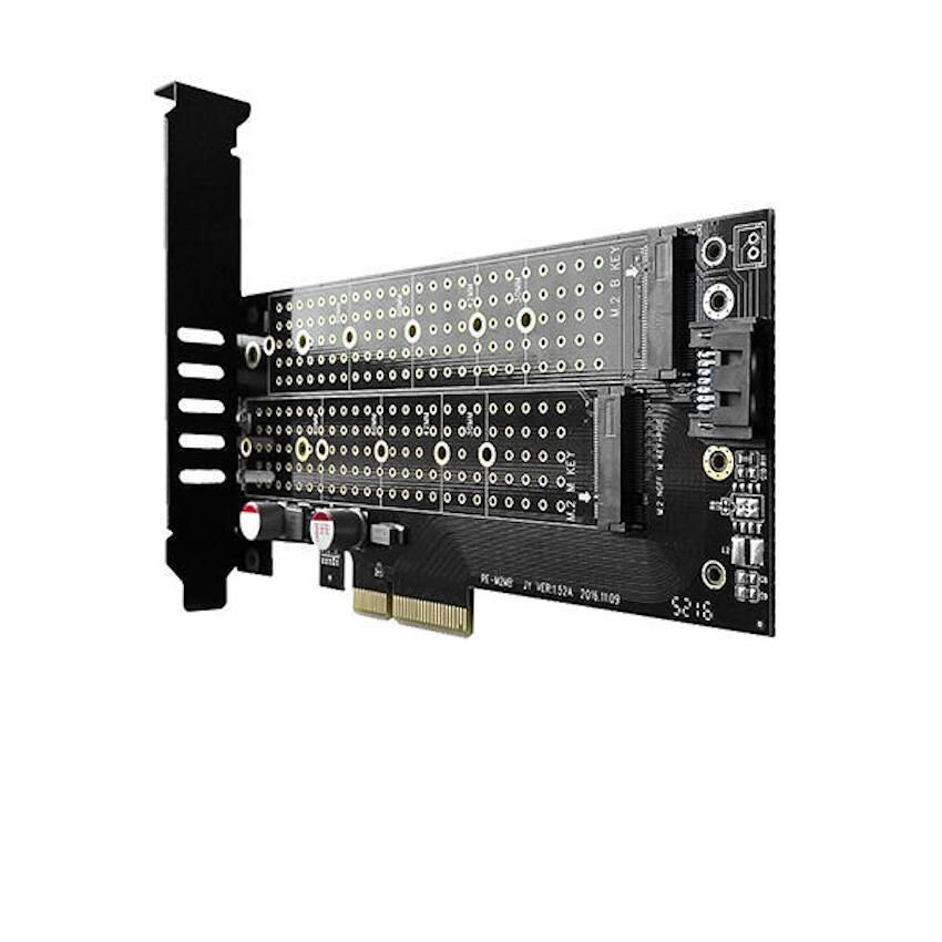 Adaptor Intern PCEM2-D, PCI-E 3.0 4x - DUAL M.2 SSD (NVMe + SATA), Voltaj Dual, SSD pana la 110 mm_3