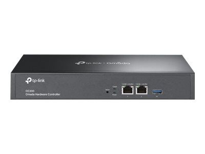 Tp-Link Omada hardware Controller, OC300; 2× 10/100/1000 Mbps Ethernet Ports, 1× USB 3.0 Port, Up to 500 Omada access points, JetStream switches, and SafeStream routers, Up to 15,000 clients, Power Supply: 100–240 V~50/60 Hz, 0.6 A._1