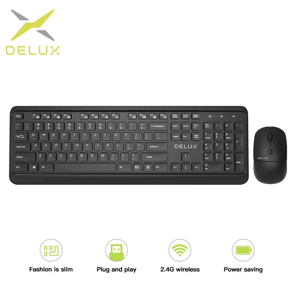Kit TASTATURA si Mouse DELUX,  KA190+M320GX , wireless, 104 taste format standard, mouse , 3/1 butoane, negru,  KA190G  (include TV 0.75 lei)