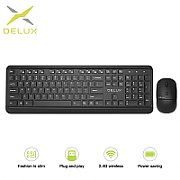 Kit TASTATURA si Mouse DELUX,  KA190+M320GX , wireless, 104 taste format standard, mouse , 3/1 butoane, negru,  KA190G  (include TV 0.75 lei)