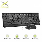 Kit TASTATURA si Mouse DELUX,  KA190+M320GX , wireless, 104 taste format standard, mouse , 3/1 butoane, negru,  KA190G  (include TV 0.75 lei)