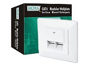 DIGITUS modular wall outlet 2xRJ45 white Cat6 fully shielded flush mount RAL 9010
