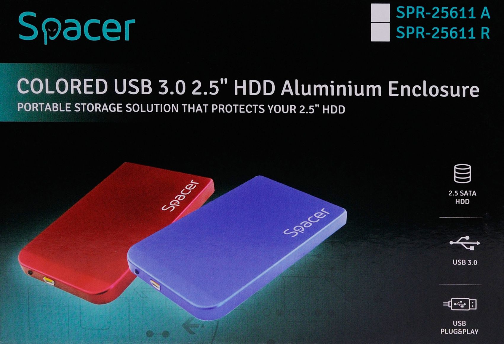 RACK extern SPACER, pt HDD/SSD, 2.5 inch, S-ATA, interfata PC USB 3.0, aluminiu, albastru, 