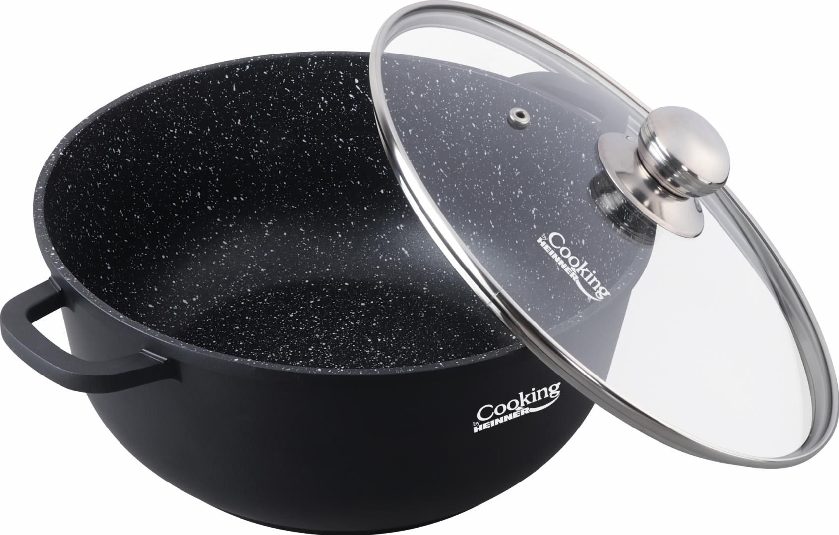 SEMIOALA ALUMINIU TURNAT +CAPAC, 36 CM X 16 CM, 13.5 L, DARK LINE, COOKING  BY HEINNER