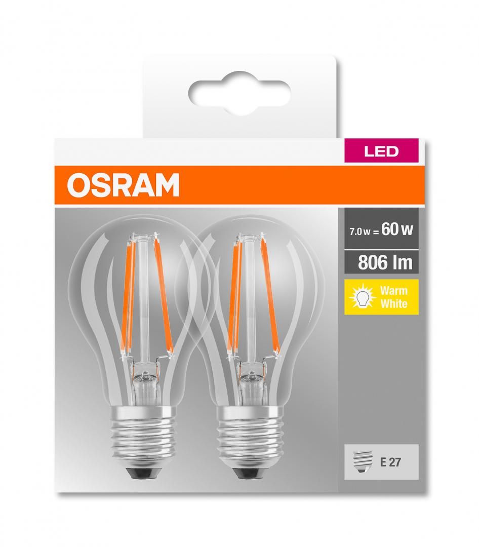 Set 2 becuri Led Osram, E27, LED BASE CLASSIC A, 8.5 (60W), 220-240V, 806 lumeni, lumina neutra (4000K), durata de viata 10.000 ore, clasa energetica A+_1