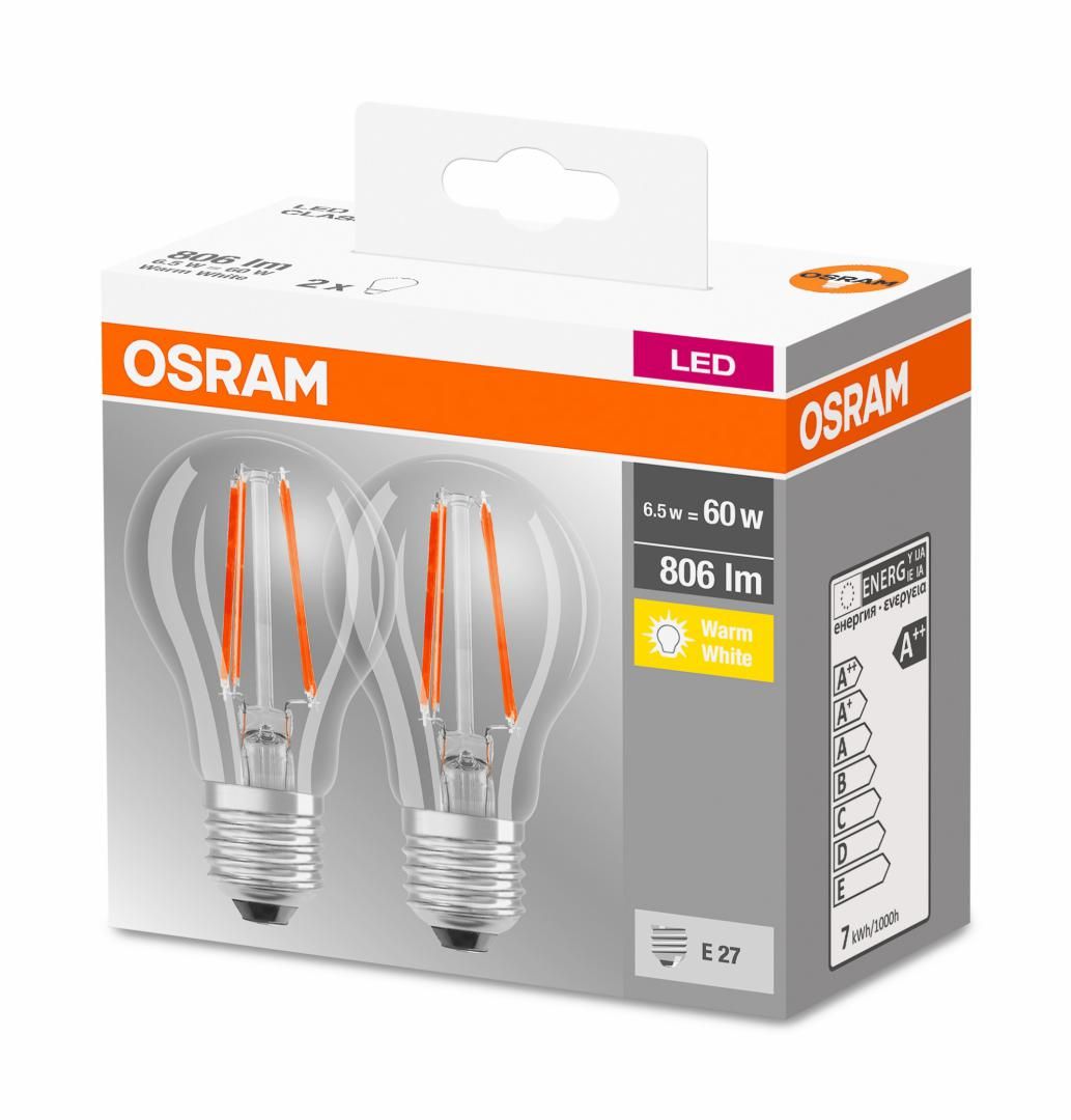 Set 2 becuri Led Osram, E27, LED BASE CLASSIC A, 8.5 (60W), 220-240V, 806 lumeni, lumina neutra (4000K), durata de viata 10.000 ore, clasa energetica A+_2