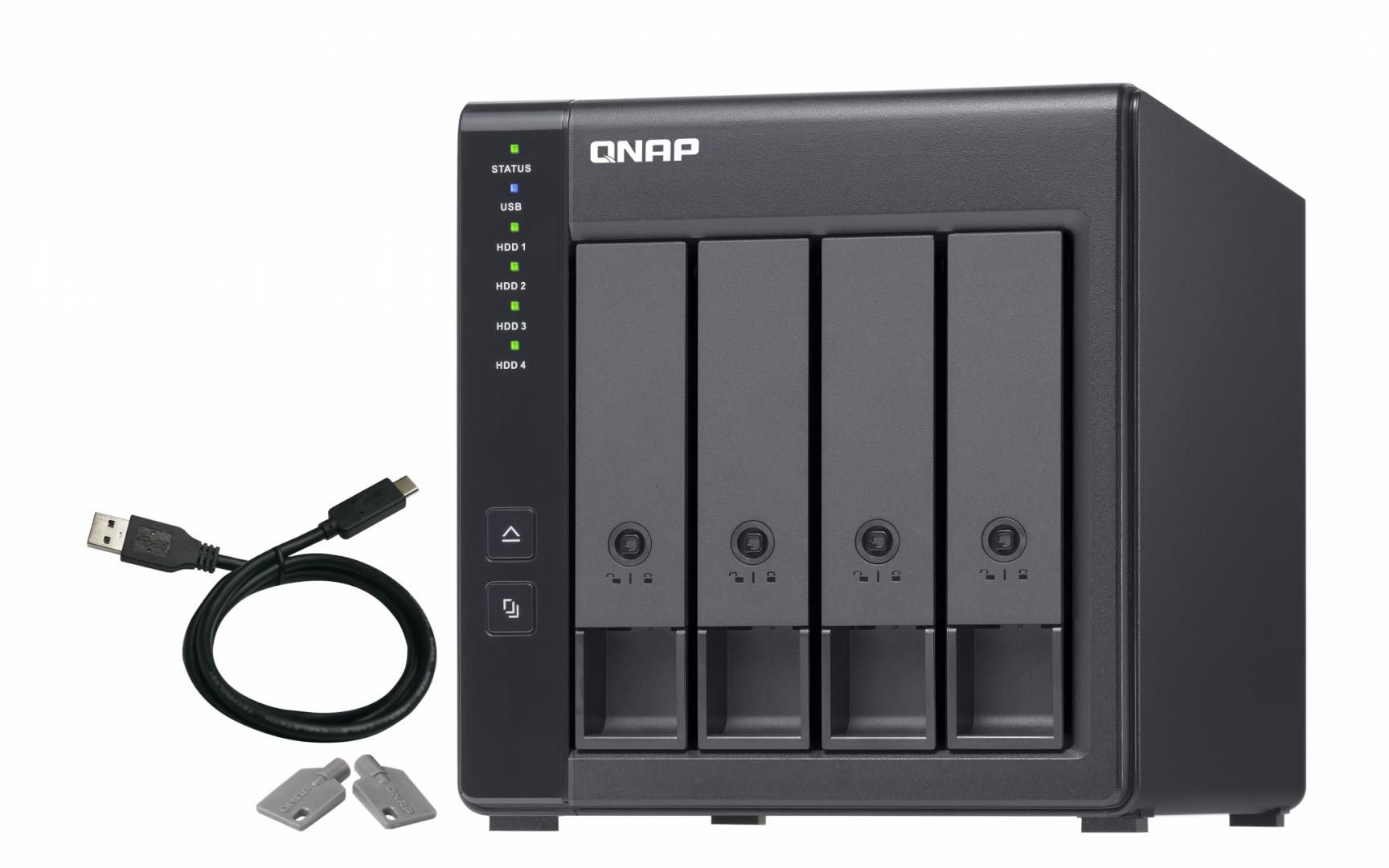 RAID USB QNAP TR-004 4-Bay, 2.5/3.5 SATA 3Gbps HDD (compatibile cu SATA 6Gbs/, 3Gb/s, neincluse), 1xUSB3.0 (type-c), tower, PSU adaptor 65W, garantie 2 ani_1